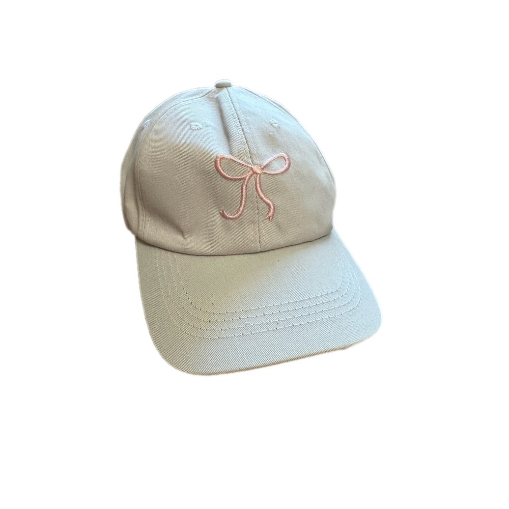 Unbranded Baseball Cap Womens OS‎ Beige Excellent Pink Embroidered Bow Coquette